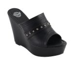 Milwaukee Leather MBL9408 Women’s Black Open Toe Fashion Casual Platform Wedges with Rivet Details - Image 4