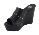 Milwaukee Leather MBL9408 Women’s Black Open Toe Fashion Casual Platform Wedges with Rivet Details - Image 5