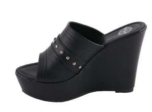 Milwaukee Leather MBL9408 Women’s Black Open Toe Fashion Casual Platform Wedges with Rivet Details - Image 10