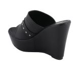 Milwaukee Leather MBL9408 Women’s Black Open Toe Fashion Casual Platform Wedges with Rivet Details - Image 8