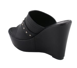 Milwaukee Leather MBL9408 Women’s Black Open Toe Fashion Casual Platform Wedges with Rivet Details - Image 8