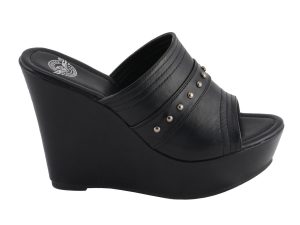 Milwaukee Leather MBL9408 Women’s Black Open Toe Fashion Casual Platform Wedges with Rivet Details - Image 11