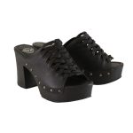Milwaukee Leather MBL9410 Women’s Black Open Toe Fashion Casual Platform Wedges with Studs
