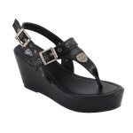 Milwaukee Leather MBL9411 Women’s Black Wedge Fashion Casual Sandals with Buckled Straps - Image 2