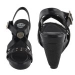 Milwaukee Leather MBL9413 Women’s Black Triple Strap Studded Fashion Casual Wedge Sandal - Image 2