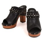 Milwaukee Leather MBL9415 Women’s Black Peep-Toe Platform Fashion Casual Clog with Wrap Around Studding - Image 4
