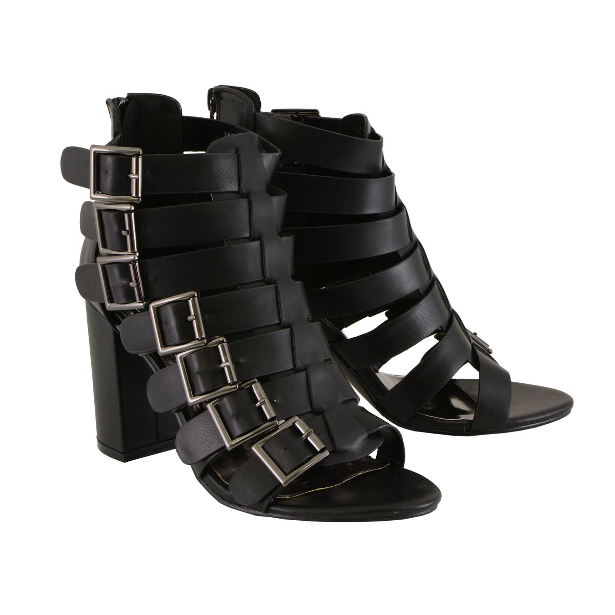 Milwaukee Leather MBL9420 Women’s Black Fashion Casual Sandal with  Straps and Block Heel