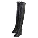Milwaukee Leather MBL9421 Women’s Black Lace-Up Knee-High Fashion Casual Boots with Open Toe - Image 3