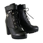 Milwaukee Leather MBL9425 Women’s Black Lace-Up Fashion Boots with Double Height Option