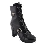 Milwaukee Leather MBL9431 Women’s Black Lace-Up Fashion Boots with Block Heel and Buckle Strap - Image 2