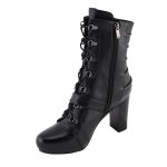 Milwaukee Leather MBL9431 Women’s Black Lace-Up Fashion Boots with Block Heel and Buckle Strap - Image 4