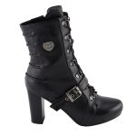 Milwaukee Leather MBL9431 Women’s Black Lace-Up Fashion Boots with Block Heel and Buckle Strap - Image 9