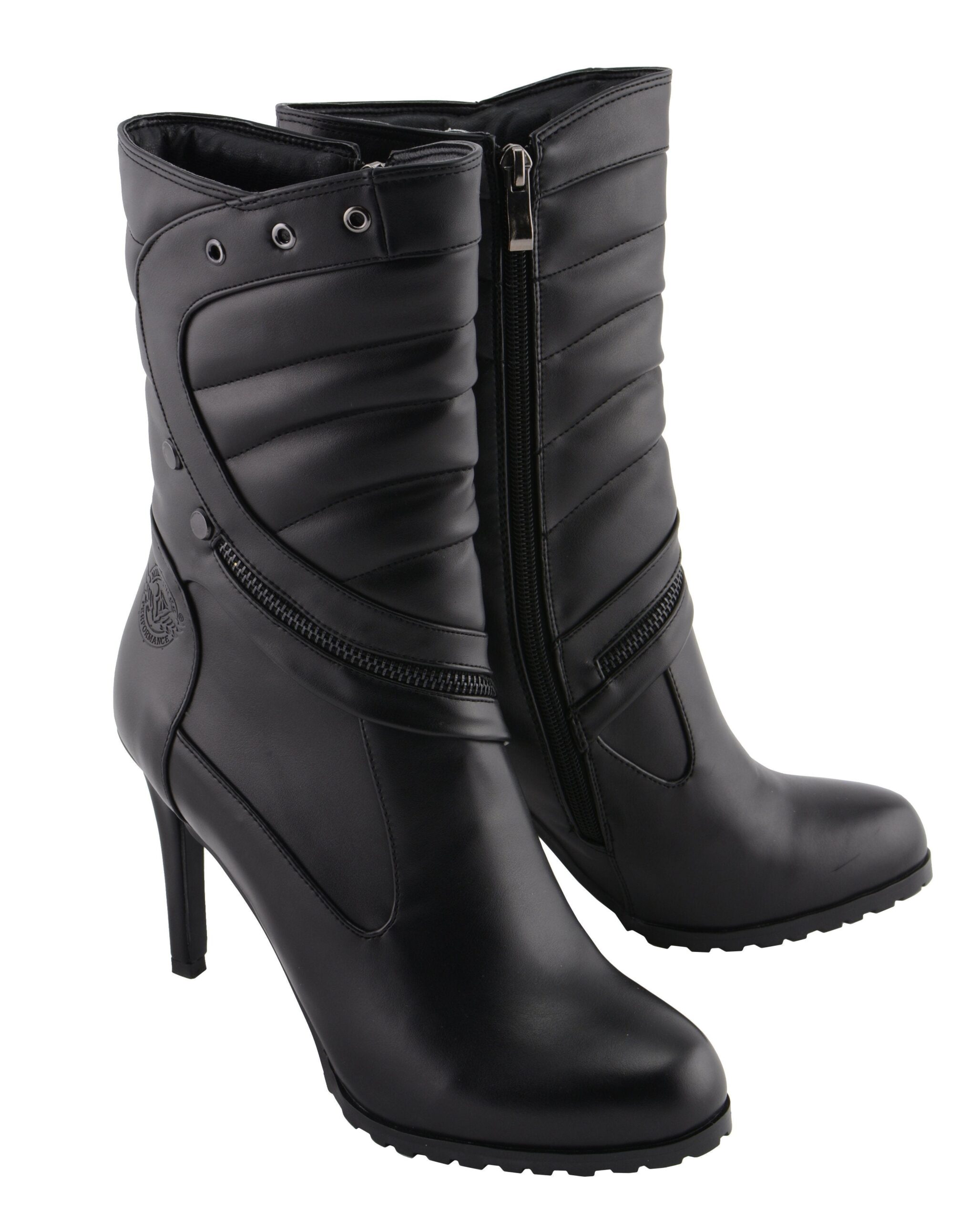 Milwaukee Leather MBL9434 Women’s Black High Heel Fashion Casual Boots with Zipper Accents