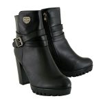 Milwaukee Performance MBL9435 Women’s Black Double Strap Side Zipper Boots with Platform Heel