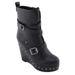 Milwaukee Leather MBL9437 Women’s Black Triple Strap Fashion Boots with Platform Wedge - Image 4
