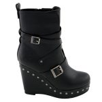 Milwaukee Leather MBL9437 Women’s Black Triple Strap Fashion Boots with Platform Wedge - Image 8