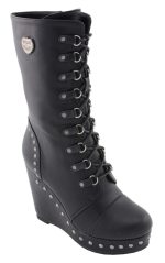 Milwaukee Leather MBL9438 Women’s Black Tall Lace-Up Fashion Casual Boots with Platform Wedge - Image 2