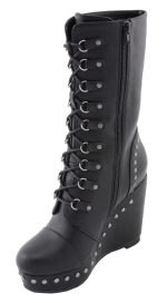 Milwaukee Leather MBL9438 Women’s Black Tall Lace-Up Fashion Casual Boots with Platform Wedge - Image 4