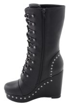 Milwaukee Leather MBL9438 Women’s Black Tall Lace-Up Fashion Casual Boots with Platform Wedge - Image 5