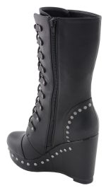 Milwaukee Leather MBL9438 Women’s Black Tall Lace-Up Fashion Casual Boots with Platform Wedge - Image 6