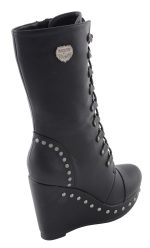 Milwaukee Leather MBL9438 Women’s Black Tall Lace-Up Fashion Casual Boots with Platform Wedge - Image 8