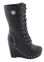 Milwaukee Leather MBL9438 Women’s Black Tall Lace-Up Fashion Casual Boots with Platform Wedge - Image 9