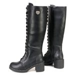 Milwaukee Leather MBL9442 Women’s Black Lace-Up Tall Biker Fashion Boots with Platform Heel & Studs - Image 4