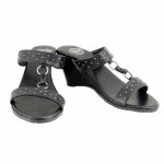 Milwaukee Leather MBL9450 Women’s Black Studded Double Strap Fashion Casual Wedge Sandals - Image 2