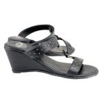 Milwaukee Leather MBL9450 Women’s Black Studded Double Strap Fashion Casual Wedge Sandals - Image 9