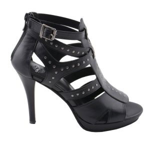 Milwaukee Leather MBL9452 Women’s Black Stiletto Heeled Fashion Casual Sandals w/ Studded Ankle Straps - Image 9