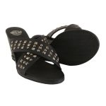 Milwaukee Leather MBL9455 Women’s Black Studded Crossover Strap Fashion Casual Wedges - Image 4