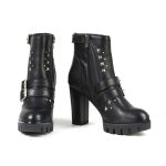 Milwaukee Leather MBL9456 Women’s Premium Black Leather Fashion Platform Boots with Straps - Image 2