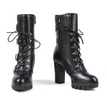 Milwaukee Leather MBL9459 Women’s Premium Black Leather Buckles Platform Fashion Boots with Lace-Up Closure - Image 2