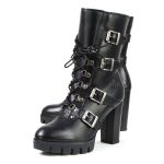 Milwaukee Leather MBL9459 Women’s Premium Black Leather Buckles Platform Fashion Boots with Lace-Up Closure - Image 4