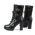 Milwaukee Leather MBL9459 Women’s Premium Black Leather Buckles Platform Fashion Boots with Lace-Up Closure - Image 5