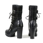 Milwaukee Leather MBL9459 Women’s Premium Black Leather Buckles Platform Fashion Boots with Lace-Up Closure - Image 6