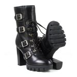 Milwaukee Leather MBL9459 Women’s Premium Black Leather Buckles Platform Fashion Boots with Lace-Up Closure - Image 9