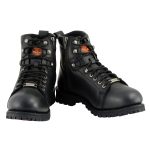 Milwaukee Leather MBM100W Men’s Black Leather Wide-Width Lace-Up Motorcycle Boots with Side Zipper - Image 2