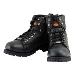 Milwaukee Leather MBM100W Men’s Black Leather Wide-Width Lace-Up Motorcycle Boots with Side Zipper - Image 10
