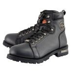 Milwaukee Leather MBM100W Men’s Black Leather Wide-Width Lace-Up Motorcycle Boots with Side Zipper - Image 4