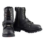 Milwaukee Leather MBM101W Men’s Black Leather Wide-Width Lace-Up Engineer Motorcycle Boots w/ Side Zipper Entry - Image 2