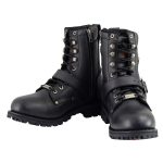 Milwaukee Leather MBM101W Men’s Black Leather Wide-Width Lace-Up Engineer Motorcycle Boots w/ Side Zipper Entry - Image 4