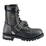 Milwaukee Leather MBM101W Men’s Black Leather Wide-Width Lace-Up Engineer Motorcycle Boots w/ Side Zipper Entry - Image 9