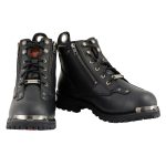 Milwaukee Leather MBM103W Men’s Black Leather Lace-Up Wide-Width  Biker Boots w/ DualSide Zipper Entry - Image 2