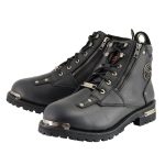 Milwaukee Leather MBM103W Men’s Black Leather Lace-Up Wide-Width  Biker Boots w/ DualSide Zipper Entry - Image 5