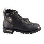 Milwaukee Leather MBM103W Men’s Black Leather Lace-Up Wide-Width  Biker Boots w/ DualSide Zipper Entry - Image 9