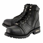 Milwaukee Leather Men’s Black Lace-Up Motorcycle Riding Leather Boots with Side Zipper Entry MBM9000 - Image 5