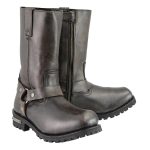 Milwaukee Leather Men’s Distressed Brown Leather Classic 11-Inch Square Toe Harness Motorcycle Boots MBM9005
