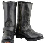 Milwaukee Leather Men’s Distressed Gray Leather 11-inch Classic Harness Square Toe Motorcycle Boots MBM9006 - Image 8