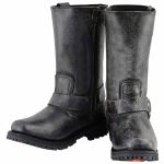 Milwaukee Leather Men’s Distressed Gray Leather 11-inch Classic Harness Square Toe Motorcycle Boots MBM9006 - Image 4